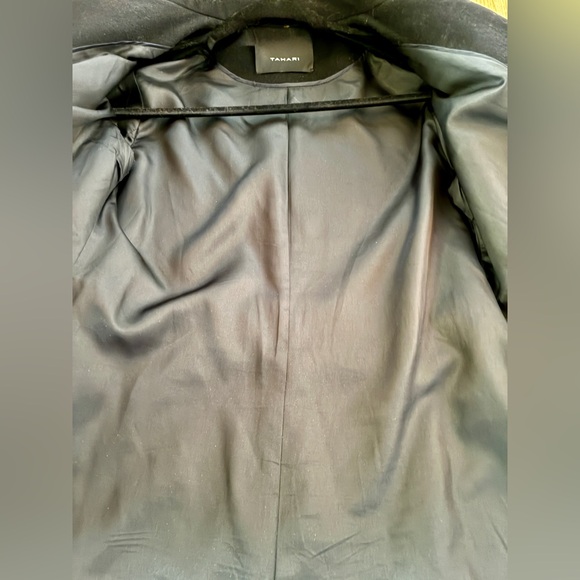 Tahari Black Ruffle Women's Wool Coat - Picture 2 of 4